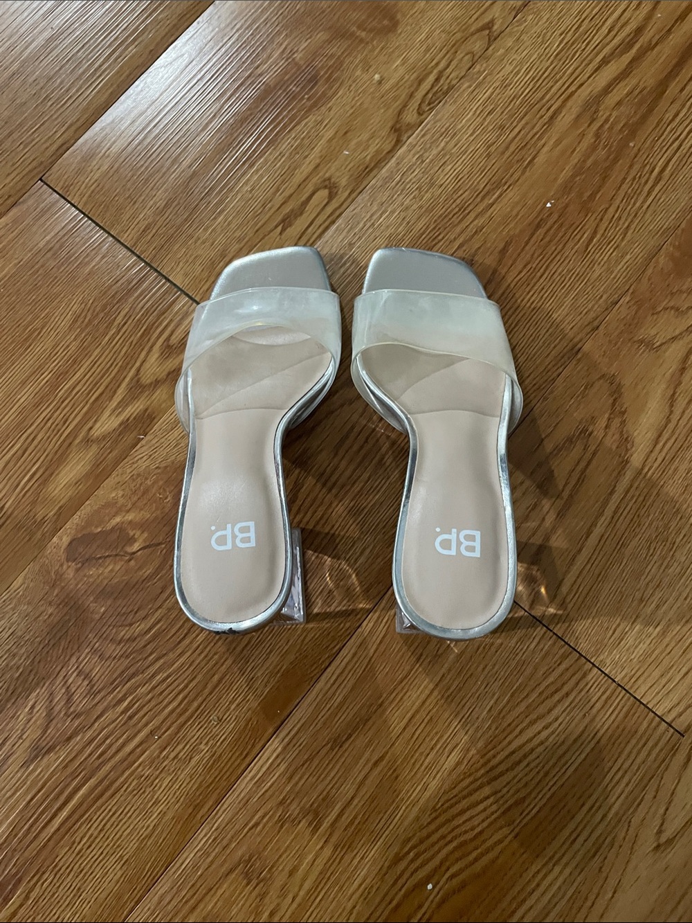 bp Clear Strap Slide Sandal in Silver and Transparent